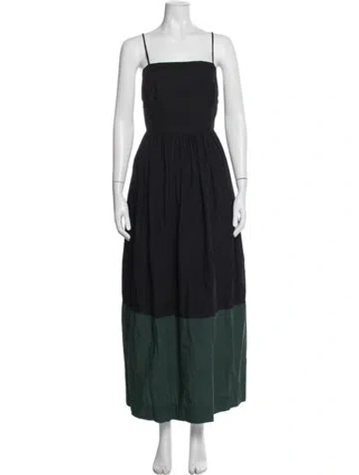 Pre-owned Bassike Colorblock Pattern Long Dress In Black
