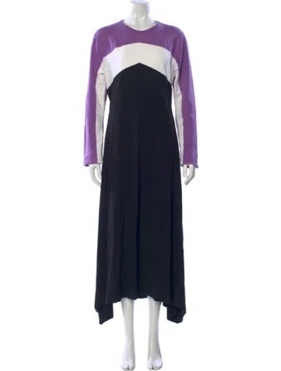 Pre-owned Bassike Colorblock Pattern Long Dress In Blue