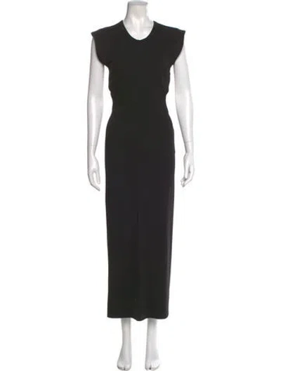 Pre-owned Bassike Crew Neck Long Dress In Black