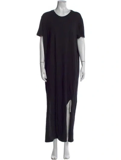 Pre-owned Bassike Crew Neck Long Dress In Black