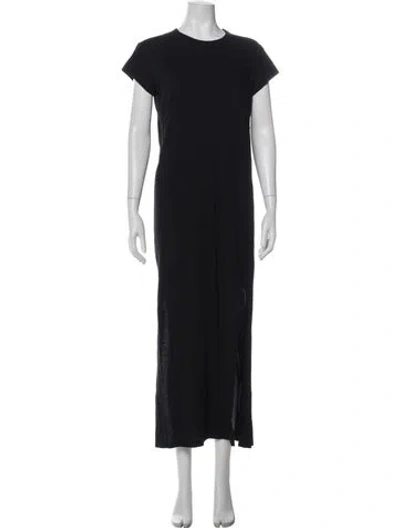 Pre-owned Bassike Crew Neck Long Dress In Black