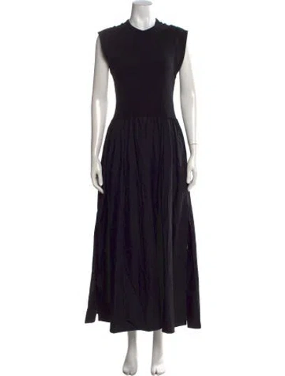 Pre-owned Bassike Crew Neck Long Dress In Black