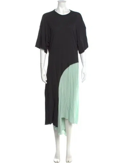 Pre-owned Bassike Crew Neck Long Dress In Green