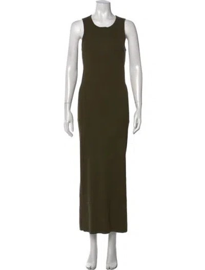 Pre-owned Bassike Crew Neck Long Dress In Green