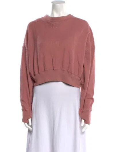 Pre-owned Bassike Crew Neck Long Sleeve Crop Top In Pink