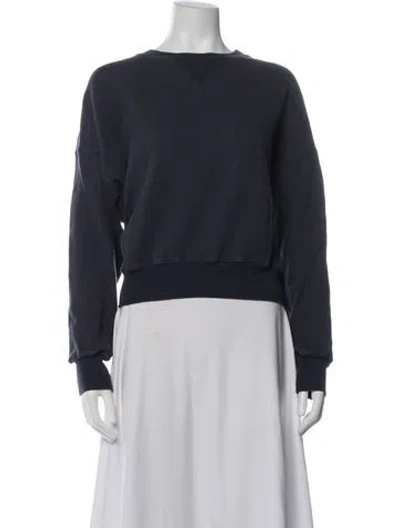 Pre-owned Bassike Crew Neck Long Sleeve Sweatshirt In Blue