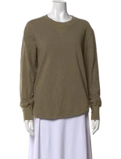 Pre-owned Bassike Crew Neck Long Sleeve Sweatshirt In Green