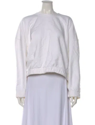 Pre-owned Bassike Crew Neck Long Sleeve Sweatshirt In White