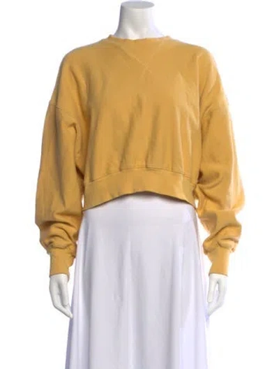 Pre-owned Bassike Crew Neck Long Sleeve Sweatshirt In Yellow