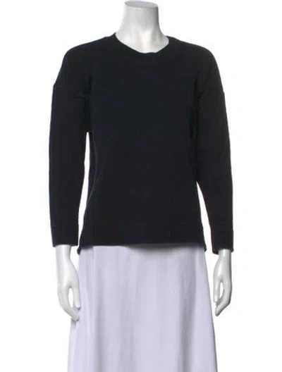 Pre-owned Bassike Crew Neck Long Sleeve Top In Black