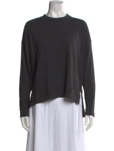 Pre-owned Bassike Crew Neck Long Sleeve Top In Gray