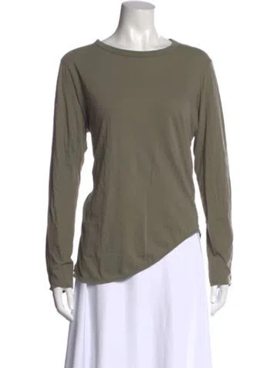 Pre-owned Bassike Crew Neck Long Sleeve T-shirt In Green