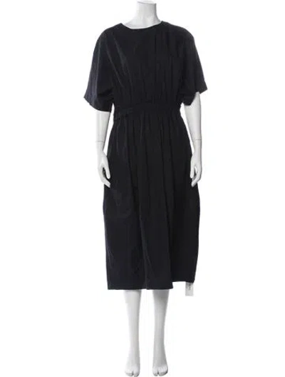 Pre-owned Bassike Crew Neck Midi Length Dress In Blue