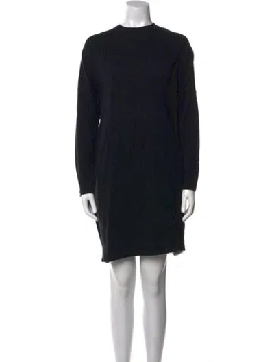 Pre-owned Bassike Crew Neck Mini Dress In Black