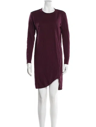 Pre-owned Bassike Crew Neck Mini Dress In Burgundy