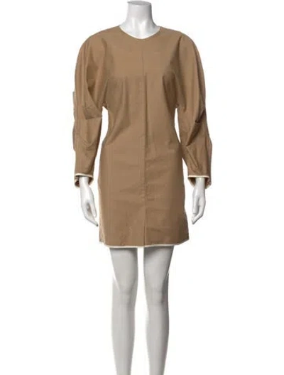 Pre-owned Bassike Crew Neck Mini Dress In Neutral