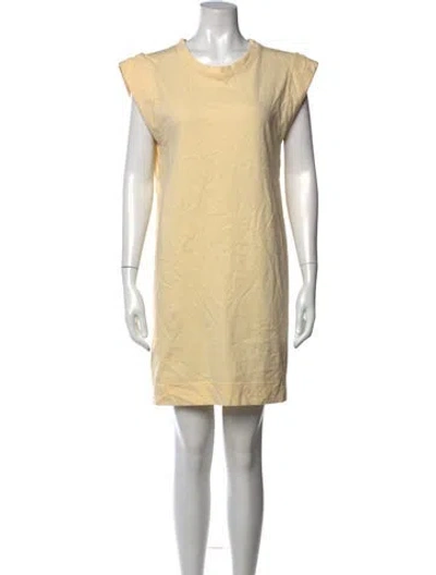 Pre-owned Bassike Crew Neck Mini Dress In Yellow