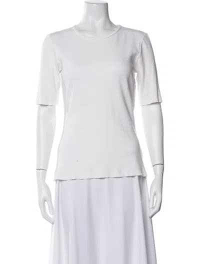 Pre-owned Bassike Crew Neck Short Sleeve T-shirt In White