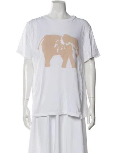 Pre-owned Bassike Graphic Print Crew Neck T-shirt In White