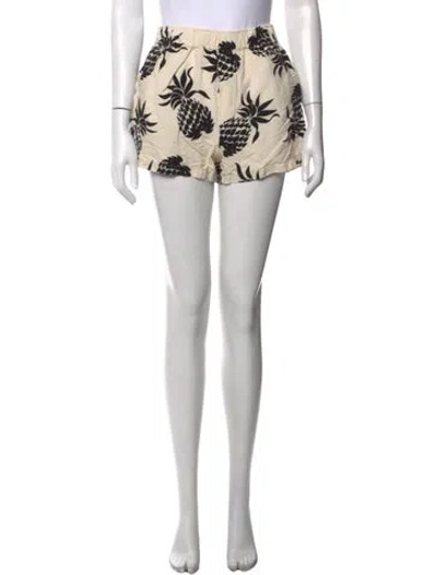 Pre-owned Bassike Graphic Print Mini Shorts In Green