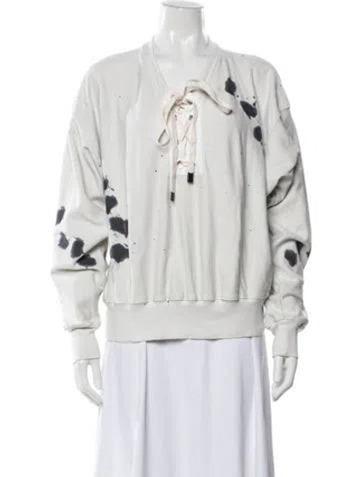 Pre-owned Bassike Graphic Print V-neck Sweatshirt In Grey