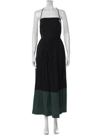 Pre-owned Bassike Halterneck Long Dress In Black
