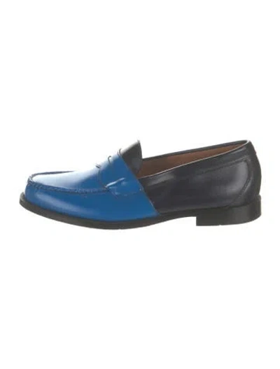 Pre-owned Bassike Leather Loafers In Blue
