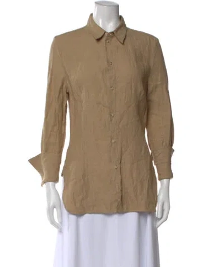 Pre-owned Bassike Linen Long Sleeve Button-up Top In Neutral