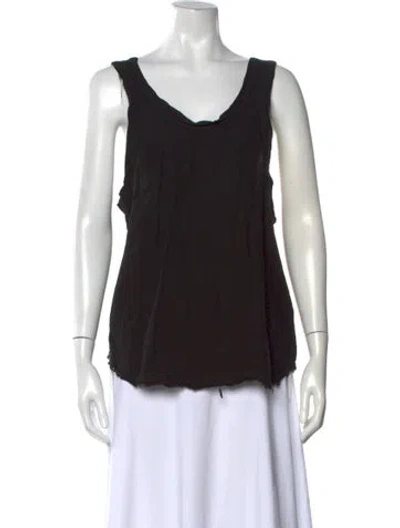 Pre-owned Bassike Linen Scoop Neck Top In Black