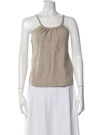 Pre-owned Bassike Linen Scoop Neck Top In Neutral