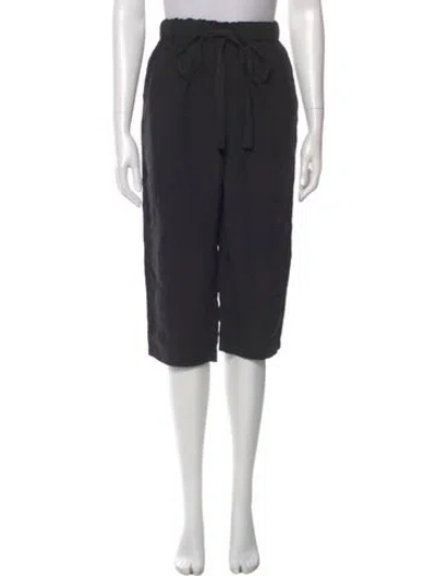 Pre-owned Bassike Linen Straight Leg Pants In Black