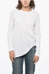 Bassike Long Sleeved Asymmetrical T-shirt In White