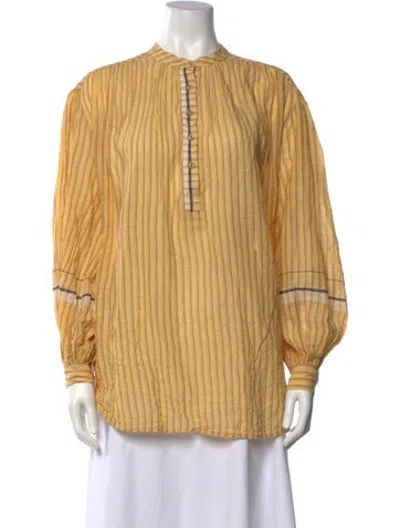 Pre-owned Bassike Merino Wool Striped Sweater In Yellow