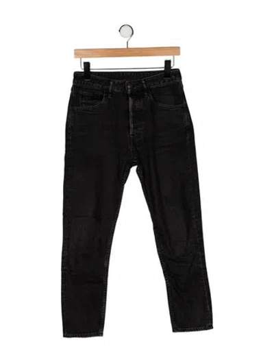 Pre-owned Bassike Mid-rise Straight Leg Jeans In Black