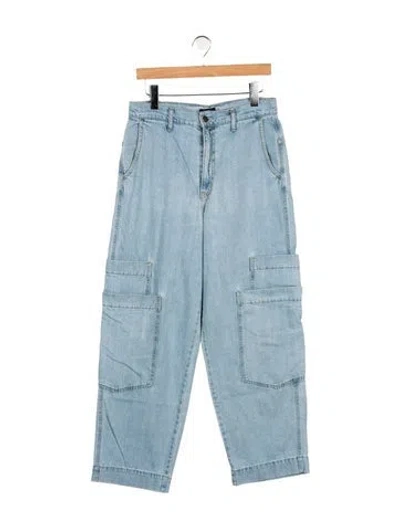 Pre-owned Bassike Mid-rise Wide Leg Jeans In Blue