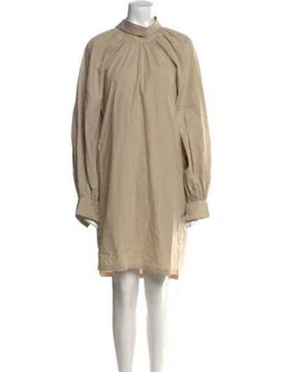 Pre-owned Bassike Mock Neck Knee-length Dress In Neutral