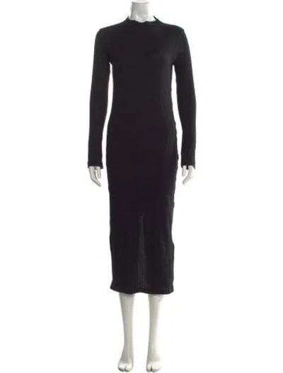 Pre-owned Bassike Mock Neck Long Dress In Black