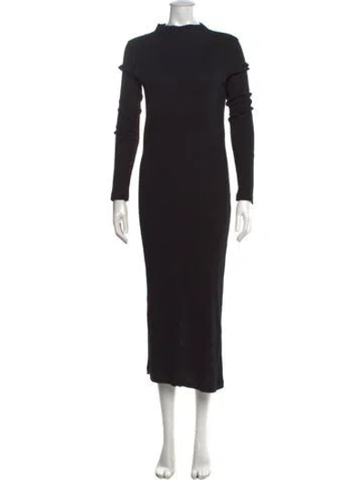 Pre-owned Bassike Mock Neck Long Dress In Black