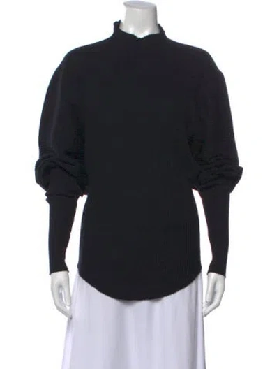 Pre-owned Bassike Mock Neck Long Sleeve Top In Black