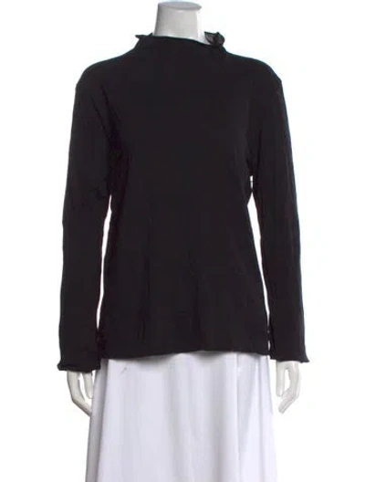 Pre-owned Bassike Mock Neck Long Sleeve Top In Black