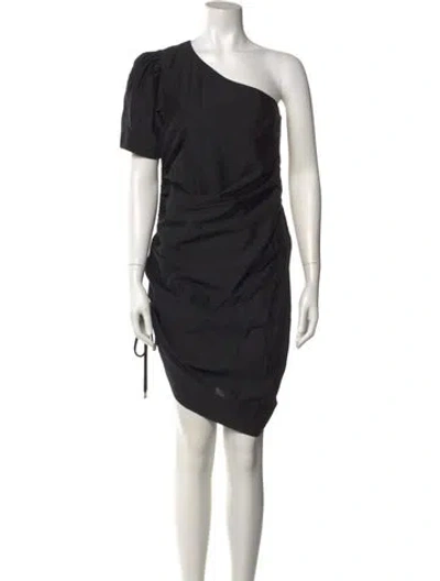 Pre-owned Bassike One-shoulder Knee-length Dress In Black