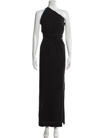 Pre-owned Bassike One-shoulder Long Dress In Black