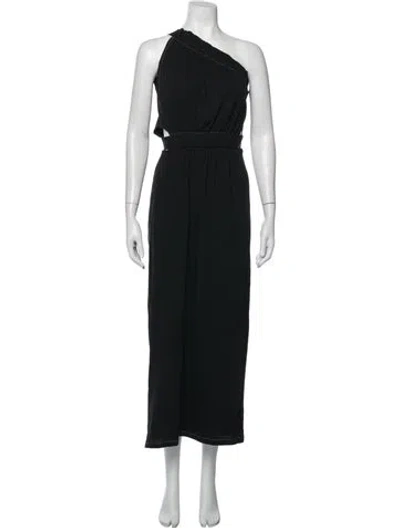 Pre-owned Bassike One-shoulder Long Dress In Black