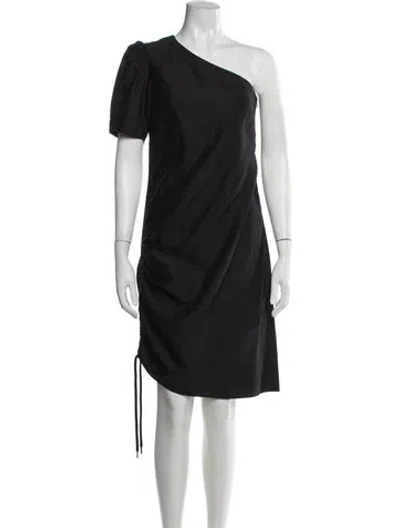 Pre-owned Bassike One-shoulder Mini Dress In Black