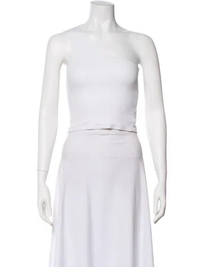 Pre-owned Bassike One-shoulder Sleeveless Crop Top In Black