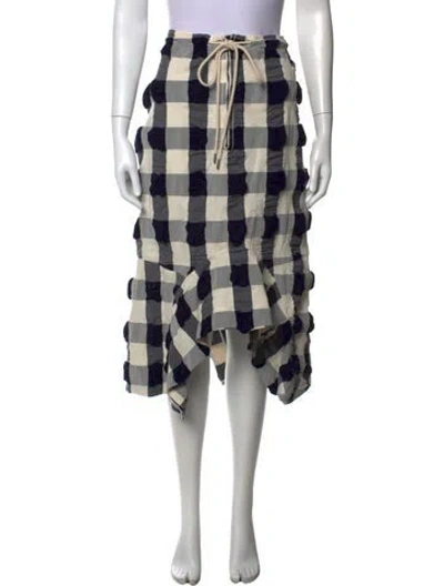 Pre-owned Bassike Plaid Print Midi Length Skirt In Black