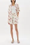 Bassike Printed Boxy Short Sleeve Shirt In Redwood-print In Multi