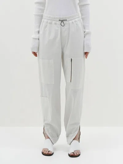 Bassike Ripstop Slouch Pull On Pant In Cement In White