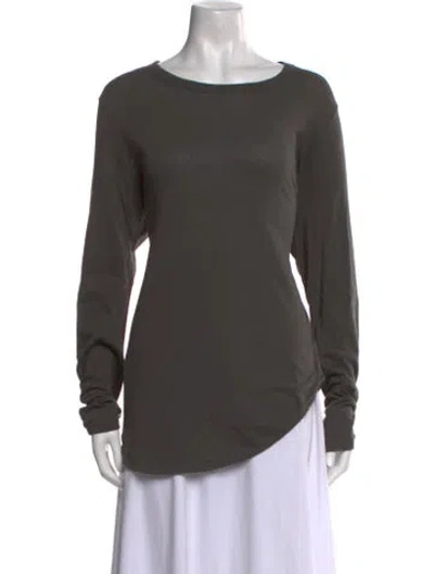 Pre-owned Bassike Scoop Neck Long Sleeve T-shirt In Gray