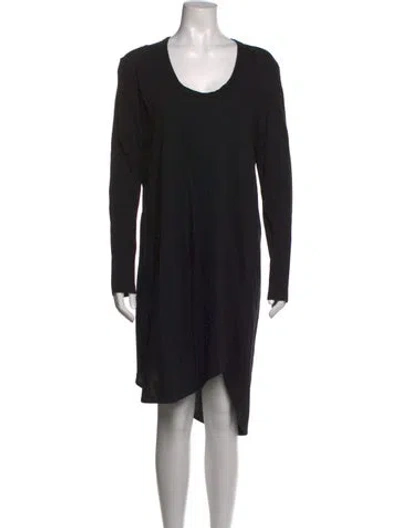 Pre-owned Bassike Scoop Neck Midi Length Dress In Black